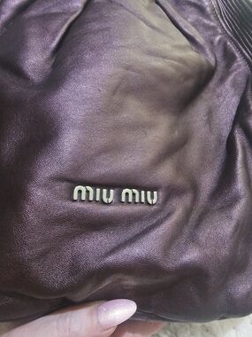 Miu Miu Plum Leather Shoulder Bag with Silver Logo